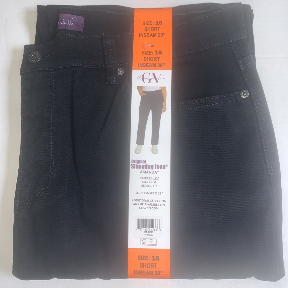 NEW Gloria Vanderbilt Original Slimming Jean Amanda Womens Sz 16 Short Black - Picture 2 of 4